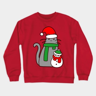 Christmas Cat and Snowman Crewneck Sweatshirt